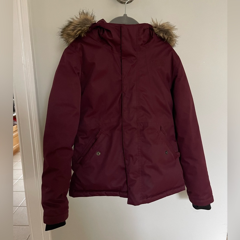 North Face girls winter coat with fur lined hood
